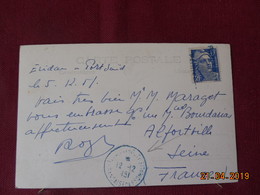 Carte Photo  De 1951 à Destination D' Alfortville (cachet De Départ De Djibouti En Bleu Et Surcharge "paquebot" Sur Timb - Lettres & Documents