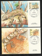 N.C.   2 Cartes Maximum  Premier Jour Nouméa Le 16/04/1986 Les N°516 Et 517 Geckos Calédoniens    TB - Snakes