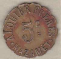 81. Tarn. Ville De Mazamet Alquier Frères. 5 Centimes 1917, En Laiton Rond Lobé - Monetari / Di Necessità