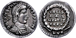 Constantius II., 337-361, Siliqua (1,98g), Lyon. Av: Büste Nach Rechts, Darum Umschrift. Rev: "VOTIS / XXX / MVLTIS / XX - Other & Unclassified