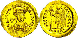 Zeno, 474-491, Solidus (4,50g), Konstantinopel. Av: Büste Mit Schild Und Speer Von Vorn, Darum Umschrift. Rev: Stehende  - Other & Unclassified