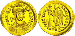 Zeno, 474-491, Solidus (4,50g), Konstantinopel. Av: Büste Mit Schild Und Speer Von Vorn, Darum Umschrift. Rev: Stehende  - Autres & Non Classés