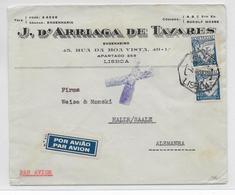 PORTUGAL - 1938 - ENVELOPPE Par AVION De LISBONNE => HALLE (ALLEMAGNE) - Briefe U. Dokumente
