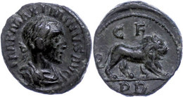 Thrakien, Deultum, Æ (3,55g), Maximinus Thrax, 235-238. Av: Büste Nach Rechts, Darum Umschrift. Rev: Löwe Nach Rechts, D - Röm. Provinz