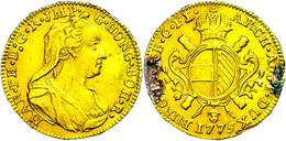 Souverain D'or (5,48g), 1775, Maria Theresia, Brüssel (Engelskopf), Eypeltauer 449, Fb. 138, Fassungsspuren/Broschierspu - Autriche