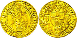 Goldgulden (3,45g), O.J. (1414-1463), Dietrich II. Graf Von Mörs, Riel, Kl. Kr., F. Vz. - Andere & Zonder Classificatie