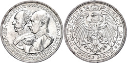 3 Mark, 1915, Friedrich Franz IV., Auf Die Jahrhundertfeier Des Großherzogtums, Randfehler, Avers Vz, Revers F. St., Kat - Other & Unclassified