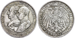 5 Mark, 1915, Friedrich Franz IV., Auf Die Jahrhundertfeier Des Großherzogtums, Kl. Rf., Vz., Katalog: J. 89 Vz - Altri & Non Classificati