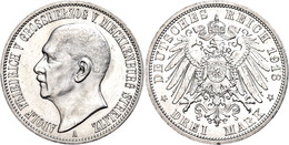 3 Mark, 1913, Adolf Friedrich V. Zum 65. Geburtstag, Kleiner Randfehler, Vz., Katalog: J. 92 Vz - Autres & Non Classés