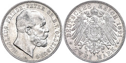 2 Mark, 1891, Nicolaus Friedrich Peter, Avers Ss-vz, Revers Vz., Katalog: J. 93 - Altri & Non Classificati