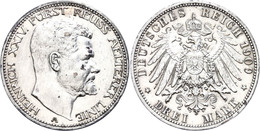 3 Mark, 1909, Heinrich XXIV., Berieben, Ss-vz., Katalog: J. 119 Ss-vz - Sonstige & Ohne Zuordnung