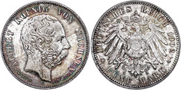 5 Mark, 1902, Albert, Auf Seinen Tod, Schöne Patina, St., Katalog: J. 128 St - Sonstige & Ohne Zuordnung