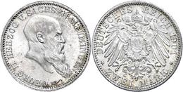 2 Mark, 1901, Georg II., Zu, 75. Geburtstag, Wz. Kr., F. St., Katalog: J. 149 - Autres & Non Classés