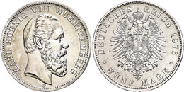 5 Mark, 1876, Karl, Randfehler, Vz., Katalog: J. 173 Vz - Sonstige & Ohne Zuordnung