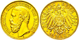 10 Mark, 1896, Friedrich I., Kl. Schrötlingsfehler Am Rand, Ss-vz., Katalog: J. 188 Ss-vz - Andere & Zonder Classificatie