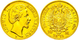 10 Mark, 1873, Ludwig II., Kl. Rf., Ss., Katalog: J. 193 Ss - Sonstige & Ohne Zuordnung