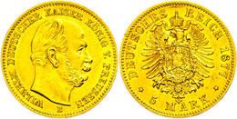 5 Mark, 1877, B, Wilhelm I., Kratzer Auf Dem Avers, Vz. , Katalog: J. 244 Vz - Sonstige & Ohne Zuordnung