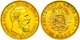 10 Mark, 1888, Friedrich III., Wz. Rf., Vz., Katalog: J. 247 Vz - Sonstige & Ohne Zuordnung