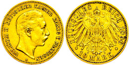10 Mark, 1890, Wilhelm II., Wz. Rf., Ss., Katalog: J. 251 Ss - Altri & Non Classificati