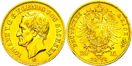 20 Mark, 1873, Johann, Kl. Rf., Ss+., Katalog: J. 258 - Other & Unclassified