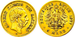 5 Mark, 1877, Albert, Ss., Katalog: J. 260 Ss - Sonstige & Ohne Zuordnung