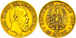 10 Mark, 1881, Karl, Kl. Rf., Ss. Seltener Jahrgang!, Katalog: J. 292 Ss - Andere & Zonder Classificatie