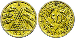 50 Reichspfennig, 1925, E, Ss-vz. Mit Kurz-Expertise Guy Franquinet., Katalog: J. 318 Ss-vz - Andere & Zonder Classificatie