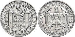 3 Reichsmark, 1928, Dinkelsbühl, Kl. Rf., Vz-st., Katalog: J. 334 Vz-st - Sonstige & Ohne Zuordnung