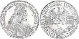 5 Mark, 1955, Markgraf Von Baden, Vz., Katalog: J. 390 Vz - Sonstige & Ohne Zuordnung