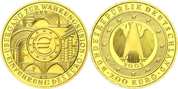 200 Euro, Gold, 2002, Währungsunion, Mzz J, Ohne Zertifikat In Ausgabeschatulle, St., Katalog: J. 494 St - Altri & Non Classificati