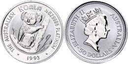 50 Dollars, Platin, 1993, Koala, 1/2 Oz, Fb. B21, Im Plastikkästchen, PP.  PP - Autres & Non Classés