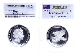 1 Dollar, 2014, Wedge Tailed Eagle, In Slab Der PCGS Mit Der Bewertung Gem Proof, High Relief, Mercanti-Flag Label, Mit  - Autres & Non Classés