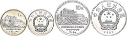 Set Zu 1 Yuan Nickel Und 10 Yuan Silber, 1985, 20 Jahre Autonomes Gebiet In Tibet, KM 110/127, Mit Zertifikat In Ausgabe - Cina