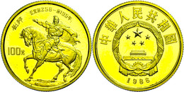 100 Yuan, Gold, 1986, Liu Bang, KM 145, In Ausgabeschatulle, Fingerabdrücke, PP.  PP - China