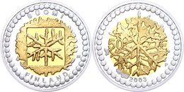 50 Euro, Bimetall Silber/Gold, 2003, 125 Jahre Goldmünzprägung In Finnland, 925er Silber 5,9 G, 750er Gold 6,9 G, Fb. 16 - Finnland