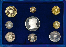 Set Zu 25, 50, 75, 100 Und 200 Rial Silber Sowie 500, 750, 1000 Und 2000 Rial Gold, 1971, Reza Pahlevi, 2500 Jahre Monar - Iran