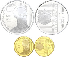 Set Zu 10 Franken Silber Und 50 Franken Gold, 2006, 200 Jahre Souveränität Des Fürstentums Liechtenstein, 10 Franken KM  - Liechtenstein