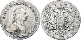 Rubel, 1762, Peter III., Dav. 1682, Kratzer/bearbeitet, Zaponiert, Ss.  Ss - Russie