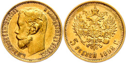 5 Rubel, Gold, 1898, Nikolaus II., St. Petersburg, Fb. 180, Kl. Rf., Ss.  Ss - Russland