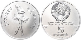 5 Rubel, Palladium, 1991, Russisches Ballett, 1/4 Oz, Parch. 227, In Kapsel, Im Etui Mit Zertifikat Des Anbieters, St.   - Russie