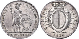 Luzern, 4 Franken (Neutaler), 1814, HMZ 2-668c, Wz. Kratzer, Vz-st.  Vz-st - Altri & Non Classificati