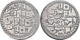 2 Zolota, AH 1171/9, Mustafa III., Istanbul, KM 324.1, Prägeschwäche Am Rand, F. St. - Orientalische Münzen