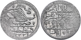 Yüzlük (31,78g), AH 1222/1, Mustafa IV., Konstantinopel, Pere 731, KM 540, Schrötlingsfehler/Prägeschwäche Am Rand, Vz.  - Orientalische Münzen