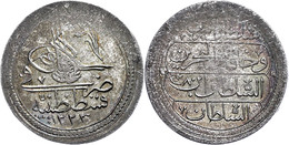 Kurush, AH 1223/8, Mahmud II., Konstantinopel, KM 560, Prägeschwäche Am Rand, Vz-st.  Vz-st - Orientalische Münzen