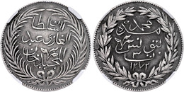 3 Riyal, AH 1272, Abdülmecid, Tunis, KM 119 (Tunesien), In Slab Der NGC Mit Der Bewertung VF DETAILS (execessive Surface - Orientalische Münzen