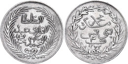 4 Riyal, AH 1272, Abdülmecid, Tunis, KM 120 (Tunesien), Kl. Rf., Ss.  Ss - Orientalische Münzen