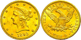 10 Dollars, Gold, 1893, Philadelphia, Fb. 158, Kl. Rf., Vz.  Vz - Andere & Zonder Classificatie