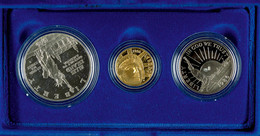 Set Zu 1/2 Und 1 Dollar Silber Und 5 Dollars Gold, 1986, 100-Jahrfeier Der Errichtung Der Freiheitsstatue, KM 215, Mit Z - Other & Unclassified