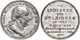 Baden, Silbermedaille (Dm. Ca. 36,90mm, Ca. 14,60g), 1803, Von J. H. Boltschauser, Auf Die Huldigung Der Pfalzgrafschaft - Other & Unclassified