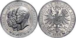 Preußen, Zinnmedaille (Dm. 35 Mm, 27,8 G), 1888, Unsigniert, Wilhelm I. Friedrich III. Und Wilhelm II. Zur Erinnerung An - Altri & Non Classificati